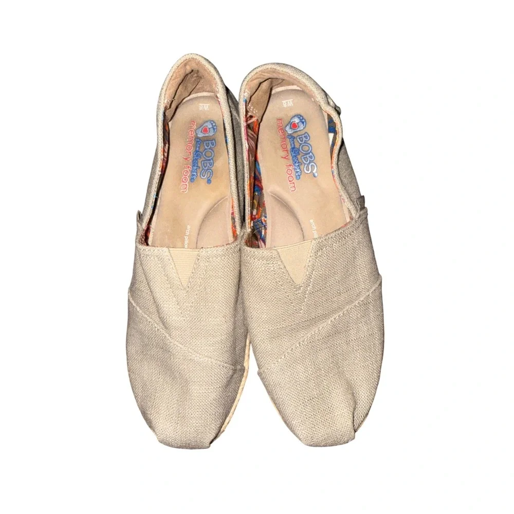 Cottage Core Boho Coconut BOBS Homestretch Taupe Linen Espadrille Wedge Sz8